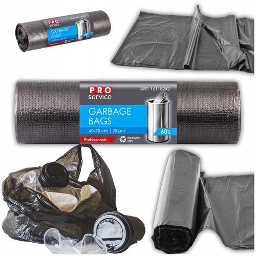 worki na śmieci pro 60x70 czarne hd 60l 20 szt. na Arena.pl
