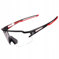 Okulary rowerowe fotochromowe z filtrami UV 400 UVA i UVB czarno-czerwone