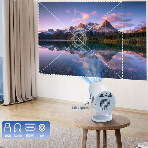 PROJEKTOR RZUTNIK ANDROID TV WIFI MINI 4K PRZENOŚNY SMART GŁOŚNIK OBROTOWY na Arena.pl