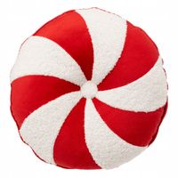 PODUSZKA DEKORACYJNA OKRĄGŁA KSZTAŁT CUKIERKA CZERWONA ŚWIĄTECZNA ŚR 40 CM