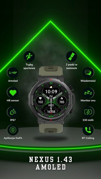 SMARTWATCH ZEGAREK MĘSKI POLSKIE MENU ROZMOWY SPORT PULS 2 PASKI AMOLED zdjęcie 14