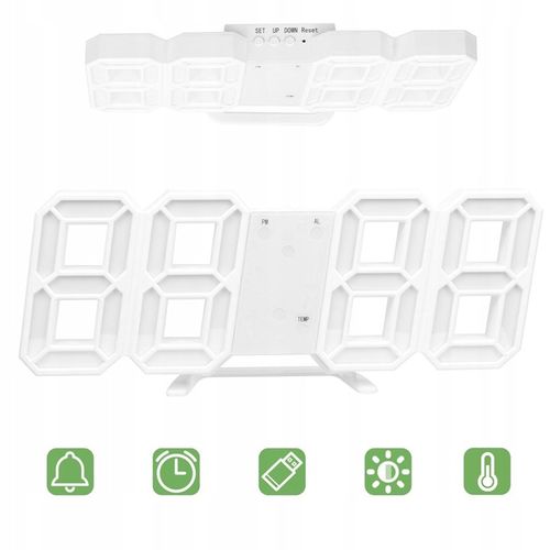 4w1 Zegar cyfrowy LED 3D ścienny stojący budzik termometr data alarm na Arena.pl