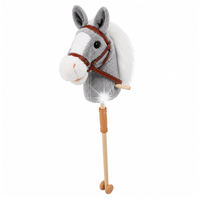 Hobby Horse koń na kiju pluszowy dźwięki galopu i rżenia kółka 100 cm szary