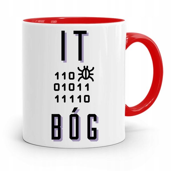 Kubek Czerwony Informatyka Programisty It Bóg Z Nadrukiem Ze Zdjęciem zdjęcie 1