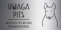 Tabliczka 20x10 cm UWAGA PIES Bulterrier LAMINAT Z GRAWEREM