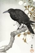Plakat 61x91,5cm A Crow and The full Moon, Koson Japoński Vintage do Salonu