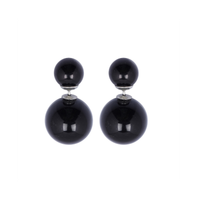 Kolczyki Kule Triball Podwójne Sztyft Błysk Czarne K69Cz