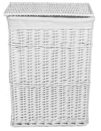 POJEMNIK KOSZ NA PRANIE BIELIZNĘ ZABAWKI KUFER WIKLINOWY BIAŁY ŁAZIENKOWY L na Arena.pl