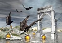 FOTOTAPETA NATURA PTAKI KRUKI GÓRY WZGÓRZA 395x280