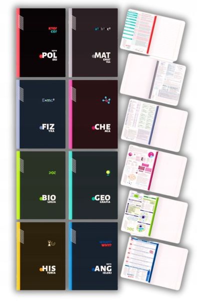 KOMPLET 8 ZESZYTÓW ZE ŚCIĄGĄ KLASA 7-8 A5/60K ŚCIĄGA KOLOROWA 60 KARTEK zdjęcie 7