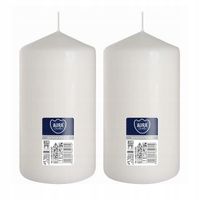 ZESTAW 2 ŚWIEC STOŁOWYCH WALEC KLASYCZNA ŚWIECZKA 15cm 66h BIAŁY