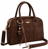 Flora&Co torebka kuferek zamsz CZEKOLADOWA elegancka CASUAL