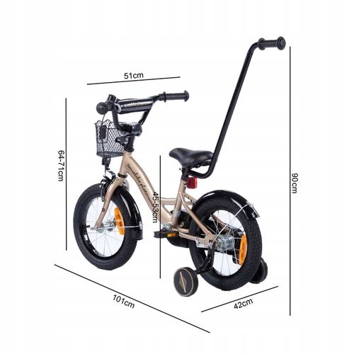 rower rowerek dla dziewczynki TOMABIKE 14 cali M koszyk torpedo rączka 2025 na Arena.pl