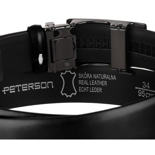 skórzany pasek męski w czarnym kolorze z automatyczną klamrą - peterson na Arena.pl