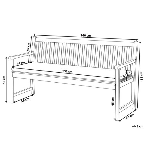 Ławka ogrodowa z certyfikowanego drewna 160 cm beżowa poduszka VIVARA na Arena.pl
