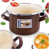 Garnek emaliowany indukcja na indukcję gaz BROWN mały 14 cm 950 ml ORION