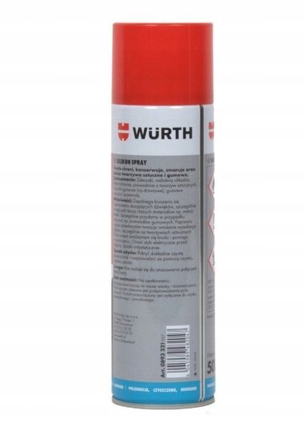 Silikon w sprayu Würth 500 ml 0893221 zdjęcie 2