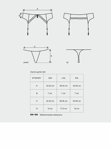 bielizna charms pas do pończoch i stringi czarny  s/m na Arena.pl