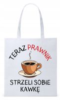 Dla Prawnika Adwokata Torba Eco Biała Shopper Z Nadrukiem Ze Zdjęciem