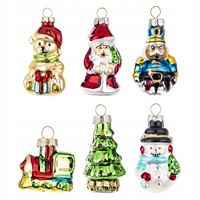 Bombki szklane kształtki kpl. 6 szt. bałwan choinka miś pociąg