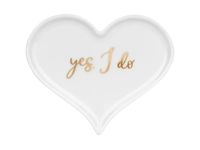 Talerzyk porcelanowy na obrączki Serce wesele ślub biały