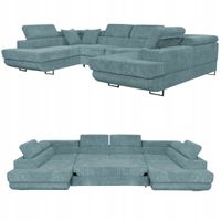 Narożnik kształt U rozkładany f. spania Savio Family meble j zieleń sztruks