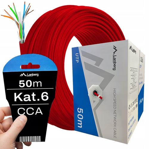 KABEL PRZEWÓD SIECIOWY LAN SKRĘTKA RJ45 UTP KAT.6 CAT.6 50M SZYBKI LANBERG na Arena.pl