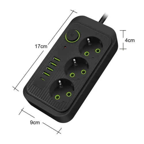 Listwa Zasilająca Przedłużacz Sieć 2m 3 Gniazda 5 x USB Ładowarka Włącznik na Arena.pl