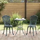 Zestaw Bistro Ogrodowego 3 pcs Zielony Aluminium