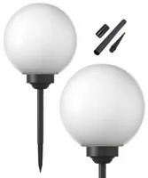 Lampa solarna ogrodowa kula biała wbijana 15cm