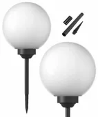 Lampa solarna ogrodowa kula biała wbijana 15cm