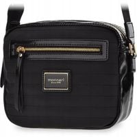 SPORTOWA Pikowana TOREBKA Listonoszka MONNARI LOGO Damska Z PASKIEM Czarna