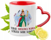 Dla Mamy Kubek Czerwony Z Uszkiem W Kształcie Serca Na Prezent Z Nadrukiem