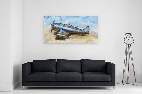 OBRAZ NA PŁÓTNIE CANVAS DO SALONU SAMOLOT KOLOR 100X50 CM na Arena.pl