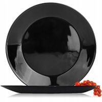 TALERZ DESEROWY NA CIASTO SAŁATKĘ FESTA ITALIA 19 CM CZARNE SZKŁO ELEGANCKI