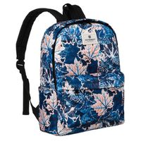 plecak szkolny w niebiesko-różowe liście zawieszony na regulowanych