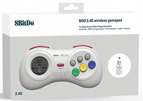 Kontroler bezprzewodowy 8BITDO M30 2.4G Biały na Arena.pl