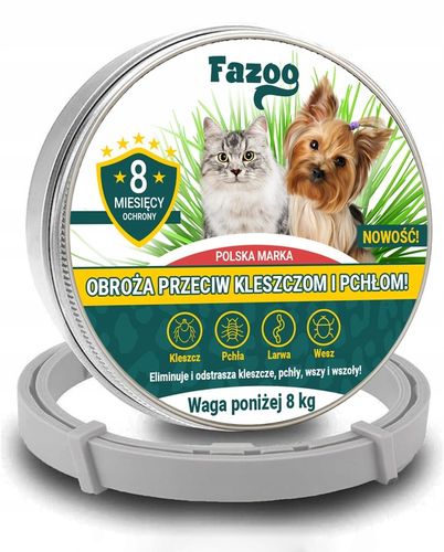 OBROŻA NA KLESZCZE i Pchły dla Psa Kota Antykleszczowa 8 Miesięcy Fazoo na Arena.pl