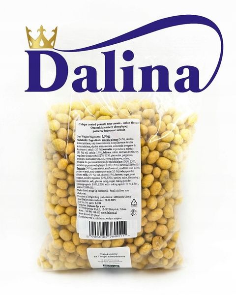 Orzeszki ziemne w chrupiącej panierce ŚMIETANA I CEBULA 1000g 1kg Dalina zdjęcie 3