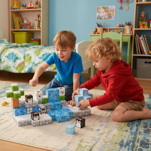 KLOCKI MAGNETYCZNE KONSTRUKCYJNE ZIMOWE 97 ELEMENTÓW DLA DZIECI na Arena.pl