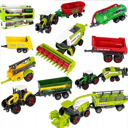 Zestaw pojazdów rolniczych traktor ciągnik kombajn przyczepa dla dzieci na Arena.pl