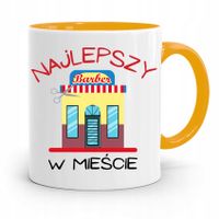 Kubek Żółty Fryzjera Najlepszy Barber W Mieście Z Nadrukiem Ze Zdjęciem