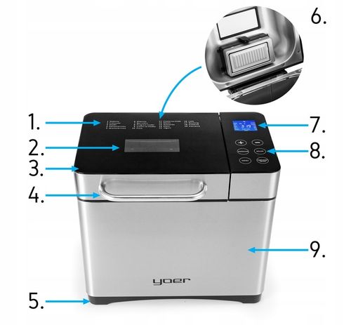 Wypiekacz do chleba Automat MENU PL Yoer INOX +Przepisy +19 programów +LODY na Arena.pl