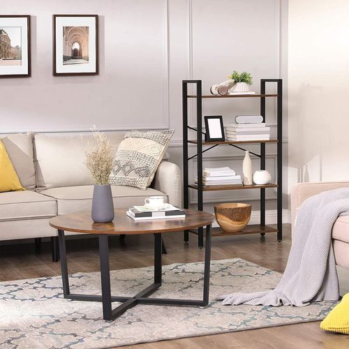 Regał na książki loft 66x120 rustykalny brąz czarna rama półki na Arena.pl