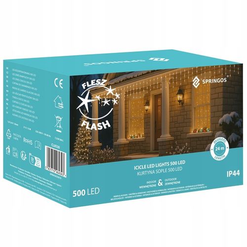 SOPLE 500 LED LAMPKI ZEWNĘTRZNE 22,5m TIMER FLASH KURTYNA GIRLANDA ŚWIETLNA na Arena.pl