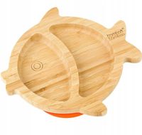 Bamboo bamboo Talerzyk Bambusowy z Przyssawką | Rybka | Orange | Eko