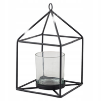ŚWIECZNIK DOMEK metalowy szklany wys. 20cm