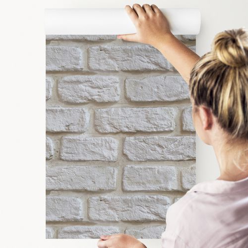 Tapeta W Rolce Białe Postarzane CEGŁY Mur Wzór 3D na Arena.pl