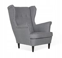 Fotel uszak ARI PRINT skandynawski  pepitka czarno biały