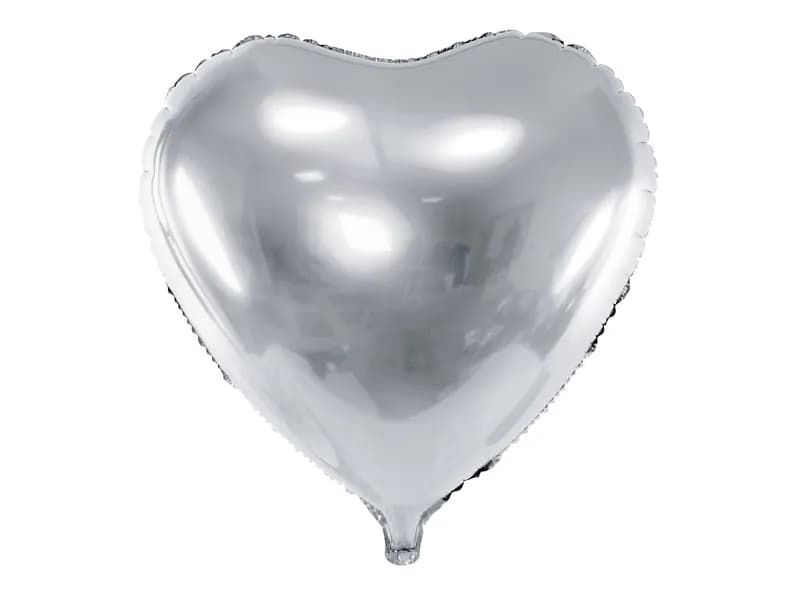 Balon foliowy serce srebrny, 61 cm zdjęcie 1